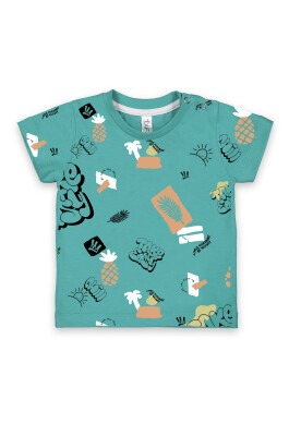 Wholesale Baby Boys Printed T-shirt 6-18M Difa 1078-17013 Green Almond3