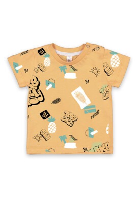 Wholesale Baby Boys Printed T-shirt 6-18M Difa 1078-17013 Orange