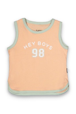 Wholesale Baby Boys Printed T-shirt 6-18M Tuffy 1099-8003 Light Orange 