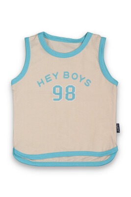Wholesale Baby Boys Printed T-shirt 6-18M Tuffy 1099-8003 Beige