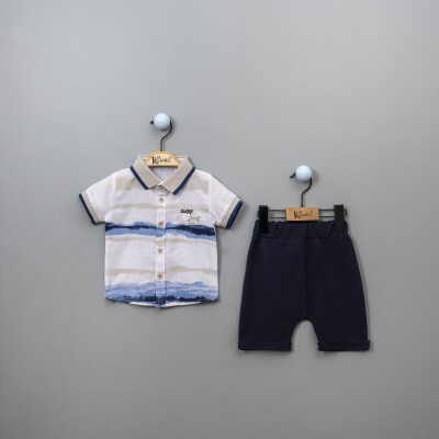 Wholesale Baby Boys Shirt Set with Shorts 6-18M Kumru Bebe 1075-3845 White