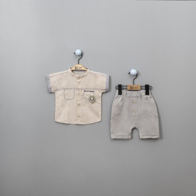 Wholesale Baby Boys Shirt Set with Shorts 6-18M Kumru Bebe 1075-3848 - Kumru Bebe