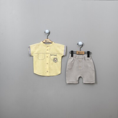 Wholesale Baby Boys Shirt Set with Shorts 6-18M Kumru Bebe 1075-3848 Yellow