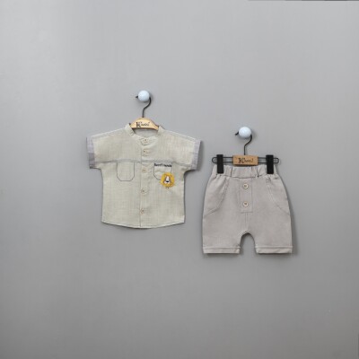Wholesale Baby Boys Shirt Set with Shorts 6-18M Kumru Bebe 1075-3848 Mint Green 