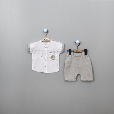 Wholesale Baby Boys Shirt Set with Shorts 6-18M Kumru Bebe 1075-3848 White