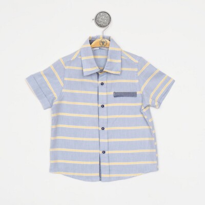 Wholesale Baby Boys Striped Shirt 6-24M Timo 1018-TEDÜ012234451 Saxe
