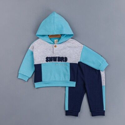 Wholesale Baby Boys Tracksuit Set With Hoodie 6-24M BabyZ 1097-4741 Turquoise