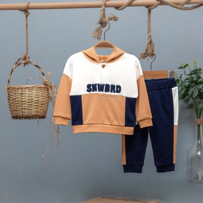 Wholesale Baby Boys Tracksuit Set With Hoodie 6-24M BabyZ 1097-4741 Orange