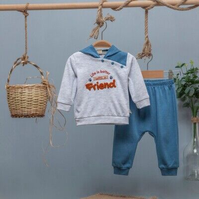 Wholesale Baby Boys Tracksuit Set With Hoodie 6-24M BabyZ 1097-4742 - BabyZ