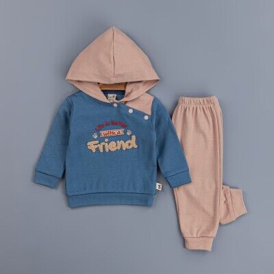 Wholesale Baby Boys Tracksuit Set With Hoodie 6-24M BabyZ 1097-4742 Indigo