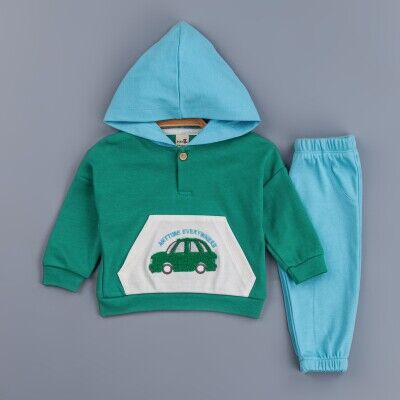 Wholesale Baby Boys Tracksuit Set With Hoodie 6-24M BabyZ 1097-4743 Green