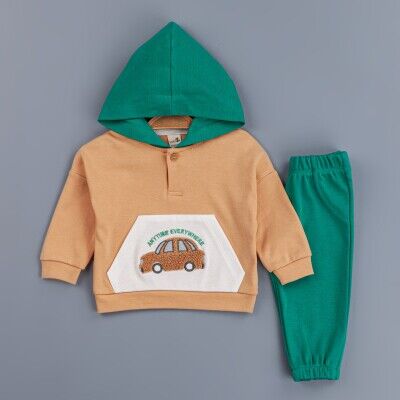 Wholesale Baby Boys Tracksuit Set With Hoodie 6-24M BabyZ 1097-4743 Orange