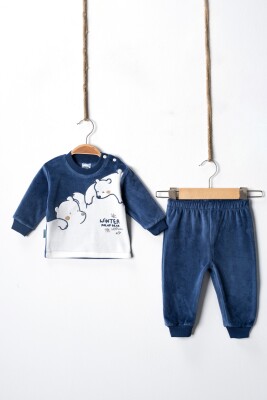 Wholesale Baby Boys Velvet Tracksuit Set 3-9M Hoppidik 2017-2388 - Hoppidik