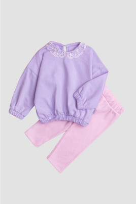 Wholesale Baby Girl 2-Piece Set with Lace Detailed Tights on the Collar 6-24M Kidexs 1026-35103 - Kidexs