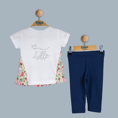 Wholesale Baby Girl 2-Piece T-shirt and Leggings Set 6-24M Timo 1018-TK4DT012243701 Soft Yellow