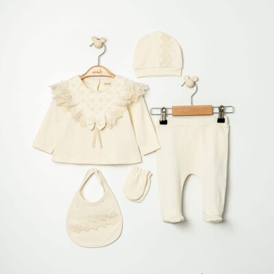 Wholesale Baby Girl 5pcs Newborn Set 0-6M Miniborn 2019-5202 Cream