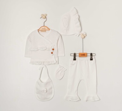 Wholesale Baby Girl 5pcs Newborn Set 0-6M Miniborn 2019-5213 White