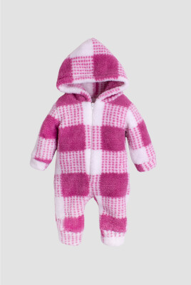 Wholesale Baby Girl Check Welsoft Jumpsuit 1-4Y Kidexs 1026-40132 Purple