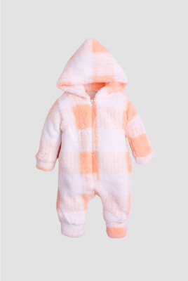 Wholesale Baby Girl Check Welsoft Jumpsuit 1-4Y Kidexs 1026-40132 Salmon Color 
