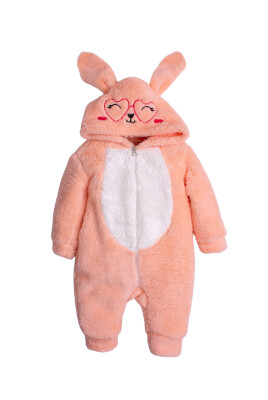 Wholesale Baby Girl Embroidered Welsoft Jumpsuit 3-12M Kidexs 1026-40121 Salmon Color 