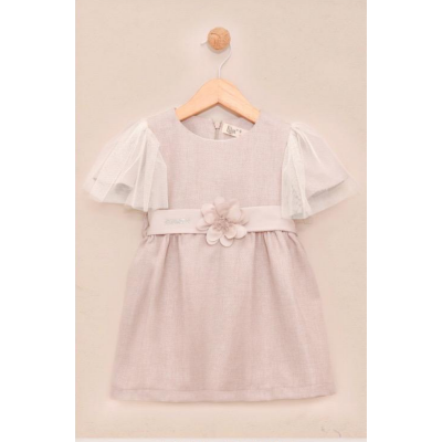 Wholesale Baby Girl Floral Dress 9-24M Lilax 1049-6750 Beige