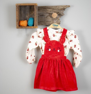 Wholesale Baby Girls 2-Piece Blouse and Dress Set 6-24M Timo 1018-T3KDT044236341 Red