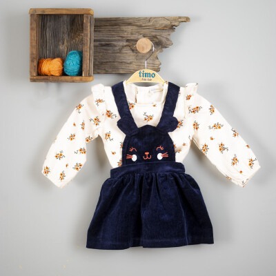 Wholesale Baby Girls 2-Piece Blouse and Dress Set 6-24M Timo 1018-T3KDT044236341 Navy 