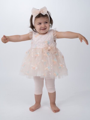 Wholesale Baby Girls 2-Piece Blouse and Leggings set 6-24M Serkon Baby&Kids 1084-M0404 Blanced Almond