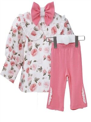 Wholesale Baby Girls 2-Piece Blouse and Pants Sets 6-24M Serkon Baby&Kids 1084-M0572 Vermilon
