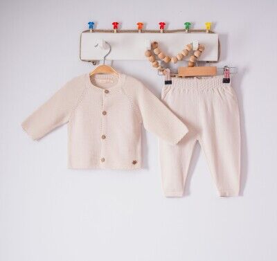 Wholesale Baby Girls 2-Piece Cardigan and Pants Set 3-12M Milarda 2001-6047 Beige