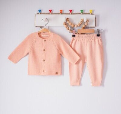Wholesale Baby Girls 2-Piece Cardigan and Pants Set 3-12M Milarda 2001-6047 Salmon Color 