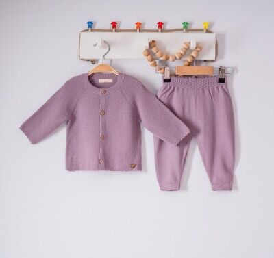 Wholesale Baby Girls 2-Piece Cardigan and Pants Set 3-12M Milarda 2001-6047 Dusty Rose