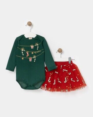 Wholesale Baby Girls 2-Piece Christmas Onesies and Skirt 6-18M Bupper Kids 1053-23501 - Bupper Kids