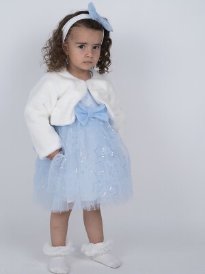 Wholesale Baby Girls 2-Piece Dress and Bolero Set 6-24M Serkon Baby&Kids 1084-M0593 Blue