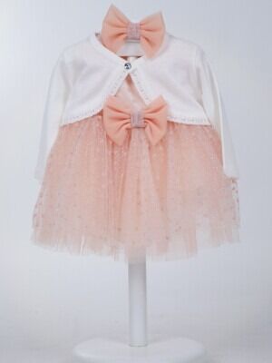 Wholesale Baby Girls 2-Piece Dress and Bolero Set 6-24M Serkon Baby&Kids 1084-M0595 Blanced Almond