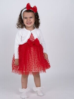 Wholesale Baby Girls 2-Piece Dress and Bolero Set 6-24M Serkon Baby&Kids 1084-M0595 Red