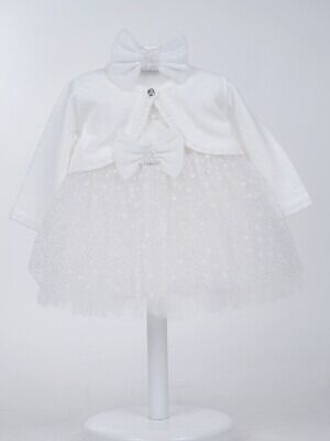 Wholesale Baby Girls 2-Piece Dress and Bolero Set 6-24M Serkon Baby&Kids 1084-M0595 Ecru