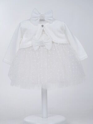 Wholesale Baby Girls 2-Piece Dress and Bolero Set 6-24M Serkon Baby&Kids 1084-M0595 Ecru