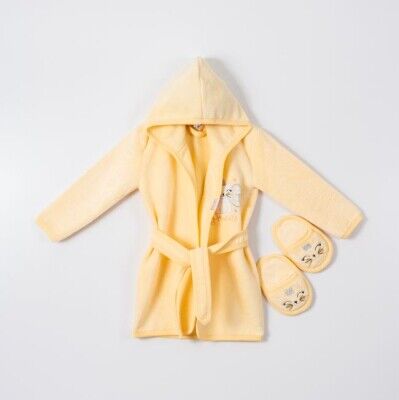 Wholesale Baby Girls 2-Piece Kids Bathrobe Set with Slipper 1-4Y Ramel Kids 1072-482K - Ramel Kids