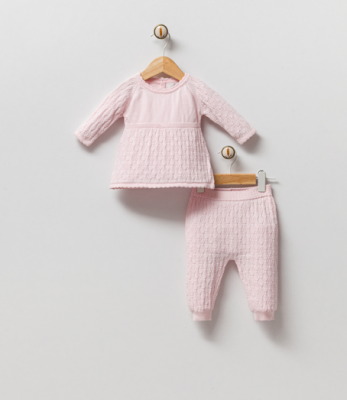 Wholesale Baby Girls 2-Piece Knitwear Blouse and Pants Set 0-9M Gubo 2002-6017 - Gubo
