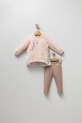 Wholesale Baby Girls 2-Piece Sweatshirt and Leggings Set 6-24M Tongs 1028-4393 Salmon Color 