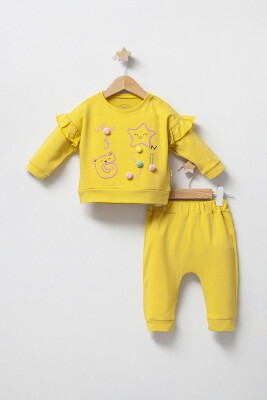 Wholesale Baby Girls 2-Piece Sweatshirt and Pants Set 6-24M Takım Tongs 1028-3554 Yellow