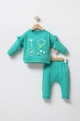 Wholesale Baby Girls 2-Piece Sweatshirt and Pants Set 6-24M Takım Tongs 1028-3554 Green