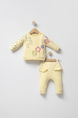 Wholesale Baby Girls 2-Piece Sweatshirt and Pants Set 6-24M Tongs 1028-3557 Yellow