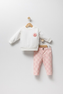 Wholesale Baby Girls 2-Piece Sweatshirts and Pants Set 6-24M Tongs 1028-4903 Ecru