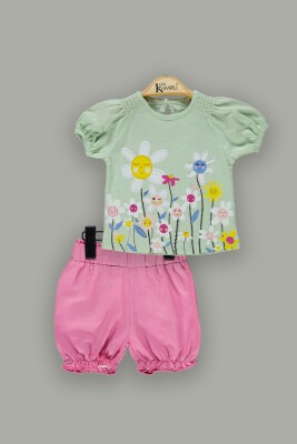 Wholesale Baby Girls 2-Piece T-Shirt Sets with Shorts 6-18M Kumru Bebe 1075-3814 - Kumru Bebe