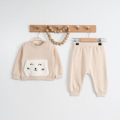 Wholesale Baby Girls 2-Piece Tracksuit Set 6-18M Eray Kids 1044-6230 Beige
