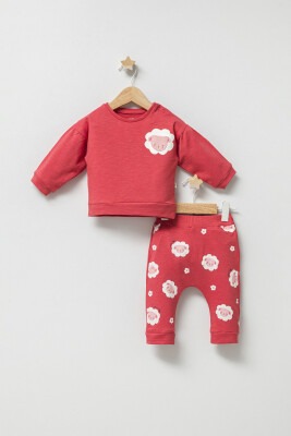 Wholesale Baby Girls 2-Piece Tracksuit Set 6-24M Tongs 1028-3561 Red