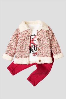 Wholesale Baby Girls 3-Piece Coats T-shirt and Pants Set 9-24M Kidexs 1026-45041 - Kidexs