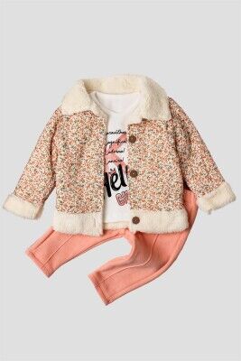 Wholesale Baby Girls 3-Piece Coats T-shirt and Pants Set 9-24M Kidexs 1026-45041 - Kidexs (1)